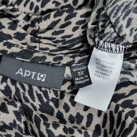 Apt 9 Animal Print Top Plus Size 3X Draped Front Long Sleeve Pullover Stretch - Picture 3 of 4